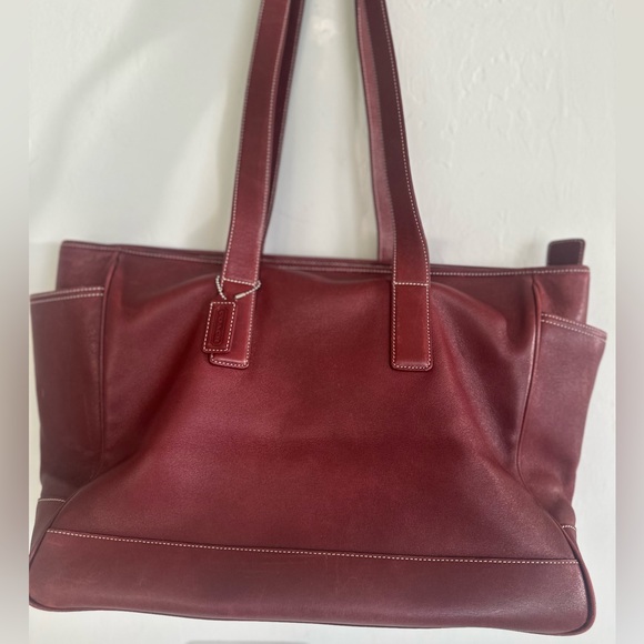 Coach Burgundy Leather Tote Bag
